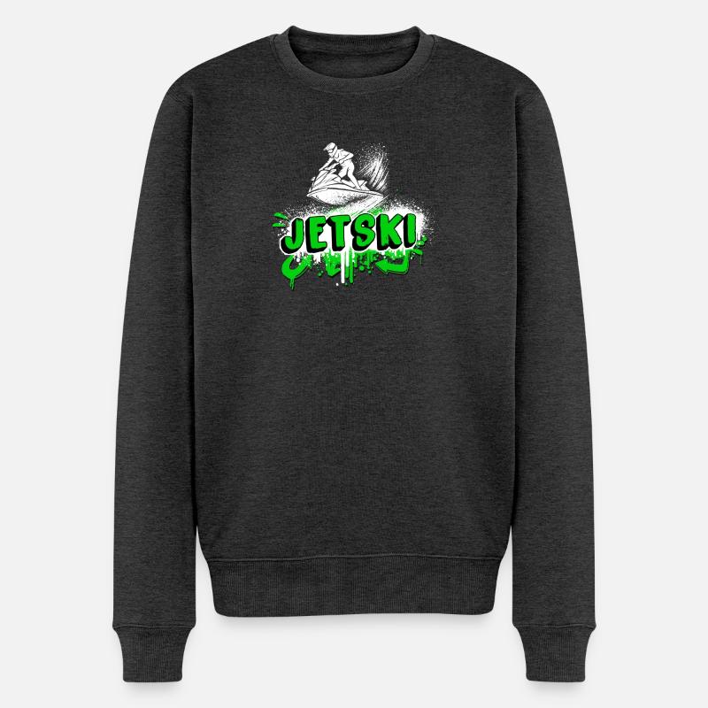 Jetski Graffiti – Splash and Ride - Männer Premium Bio Pullover - Anthrazit meliert