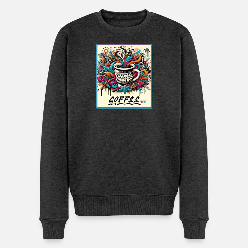 Kaffee Graffiti Explosion - Männer Premium Bio Pullover - Anthrazit meliert