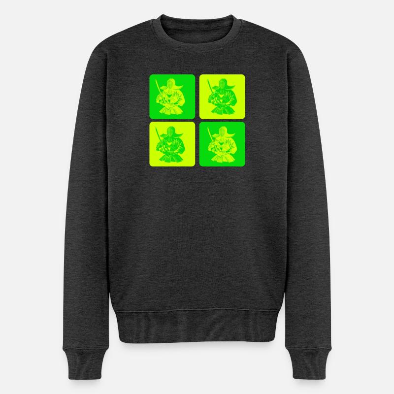 Pop Art Kendo Samouraï - Pull Premium bio Homme - anthracite chiné