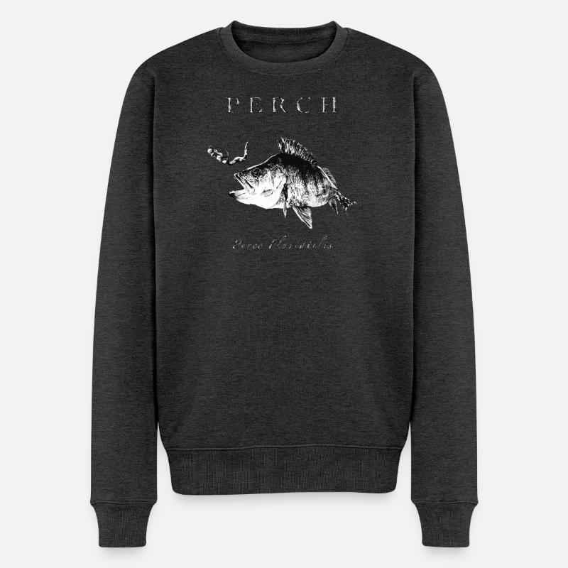 Barsch Angler - Kunstköder für Raubfisch - Männer Premium Bio Pullover - Anthrazit meliert