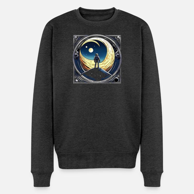 Space_01 - Männer Premium Bio Pullover - Anthrazit meliert