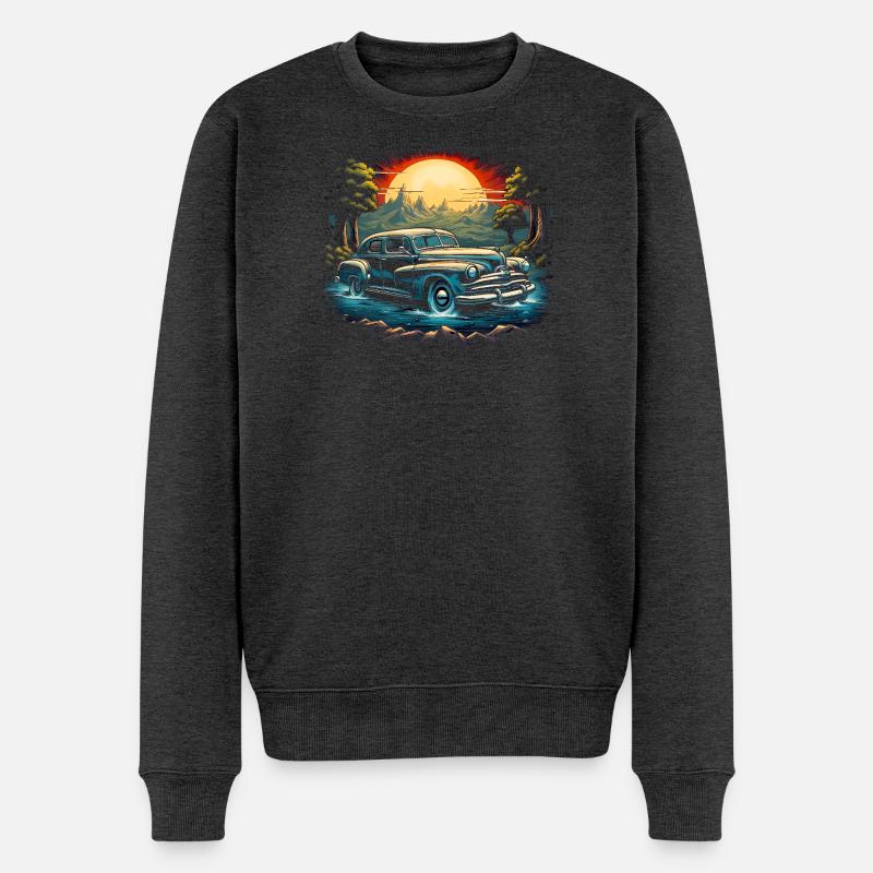 Retro Auto 04 - Männer Premium Bio Pullover - Anthrazit meliert