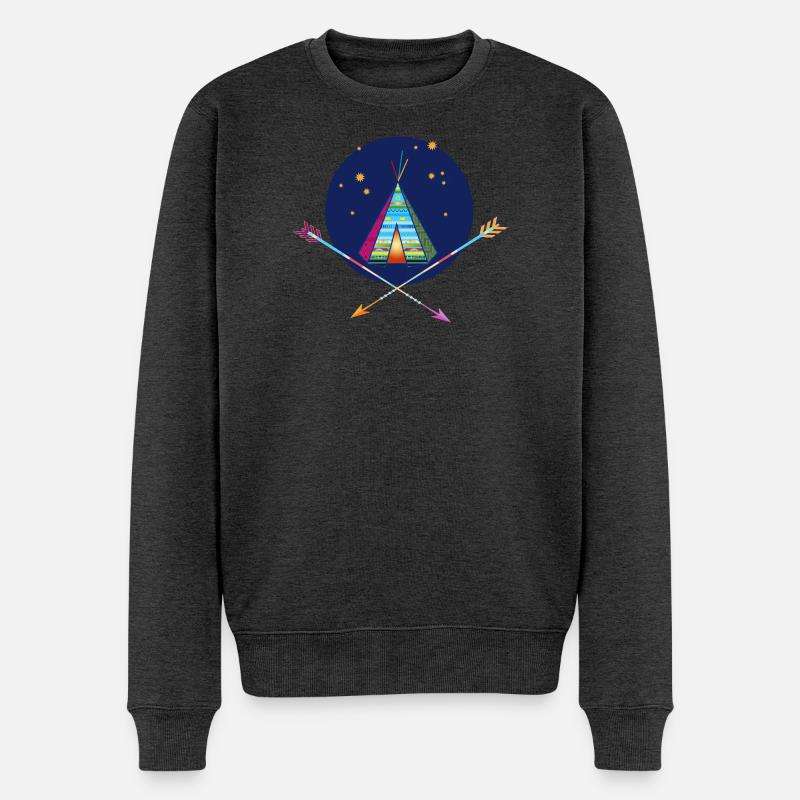 Tente tipi avec des flèches – symbole d’aventure - Pull Premium bio Homme - anthracite chiné