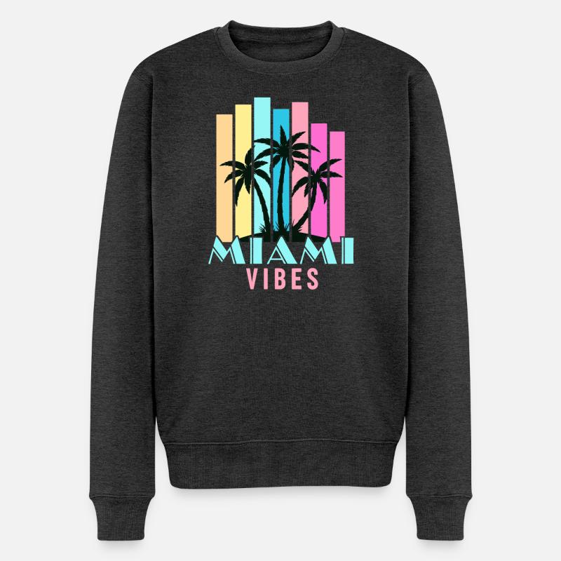 Miami Vibes - Männer Premium Bio Pullover - Anthrazit meliert