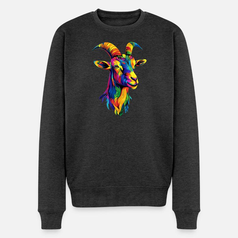 Ziege Hausziege Steinbock Ziegenbock Süße Ziegen - Männer Premium Bio Pullover - Anthrazit meliert