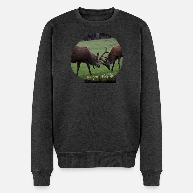Rotwild-Liebe - Männer Premium Bio Pullover - Anthrazit meliert
