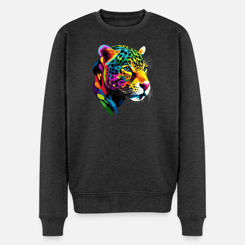 Jaguar Raubkatze Panther Wilde Katze Süßer Jaguar - Männer Premium Bio Pullover - Anthrazit meliert