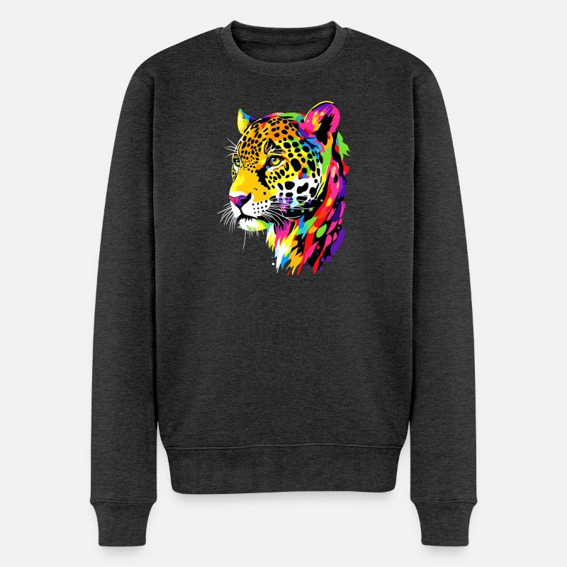 Jaguar Raubkatze Panther Wilde Katze Süßer Jaguar - Männer Premium Bio Pullover - Anthrazit meliert