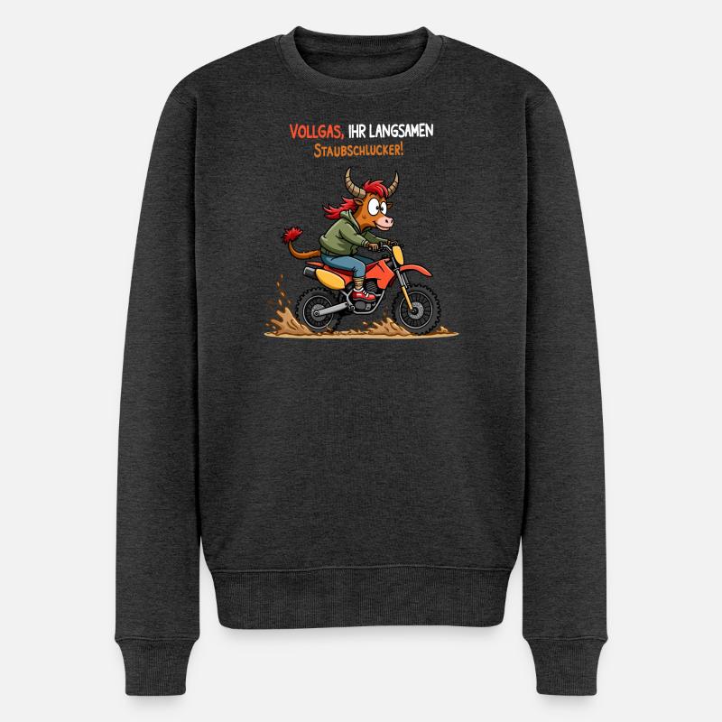 Motocross Stier - Männer Premium Bio Pullover - Anthrazit meliert