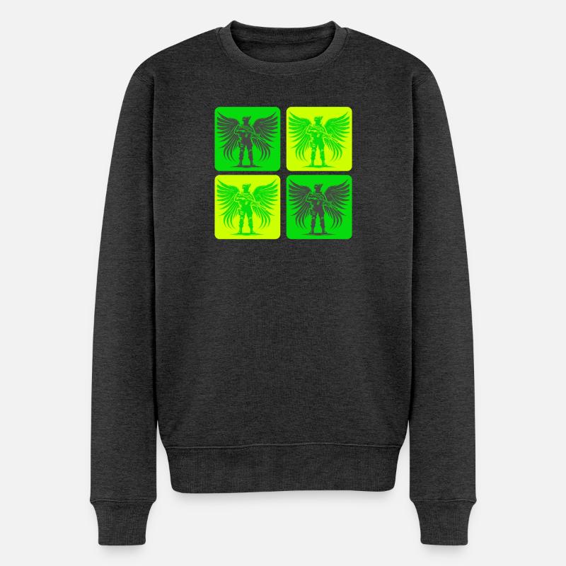 Soldaten Engel Design - Männer Premium Bio Pullover - Anthrazit meliert