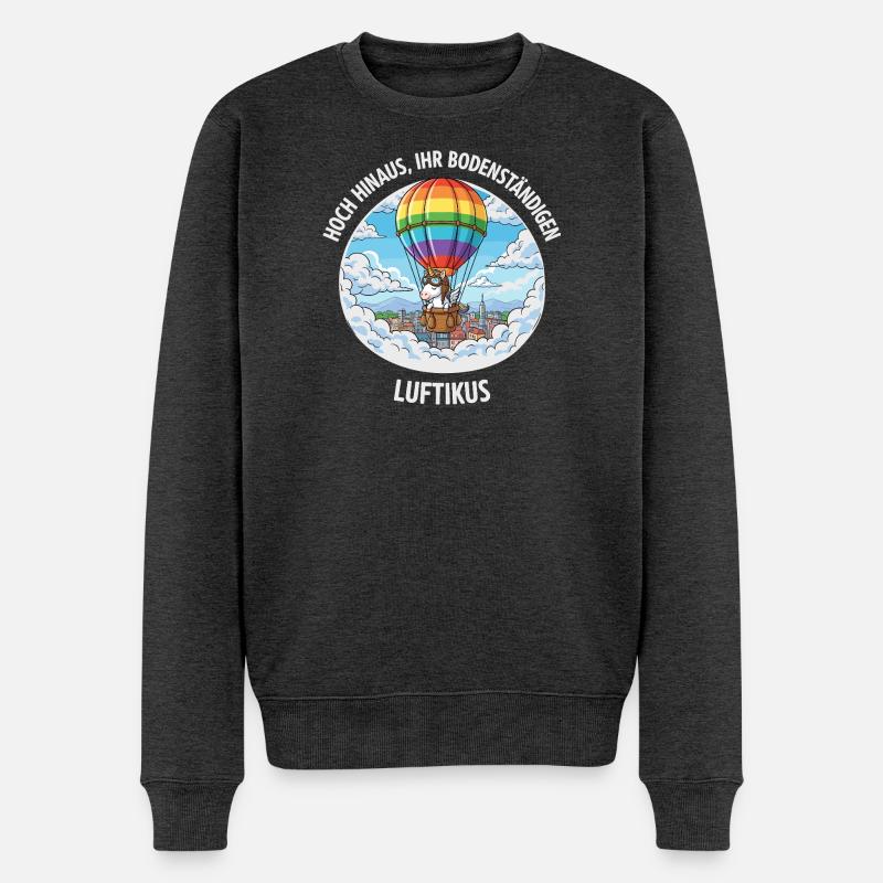 Luftikus-Einhorn - Männer Premium Bio Pullover - Anthrazit meliert