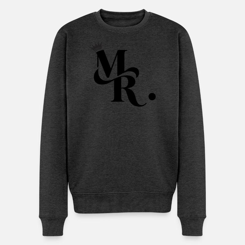 Mr. & Krone, personalisierbar - Männer Premium Bio Pullover - Anthrazit meliert