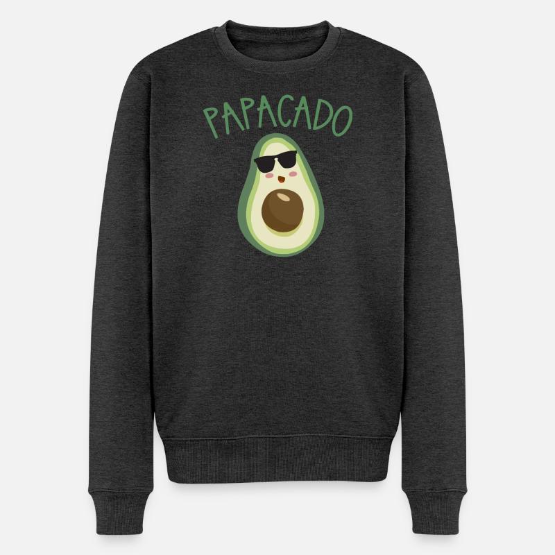 PAPACADO avocat avec lunettes de soleil - Pull Premium bio Homme - anthracite chiné