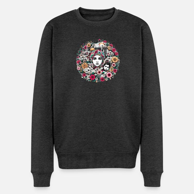 Kinder zwischen Kuppeln und Blüten - Männer Premium Bio Pullover - Anthrazit meliert