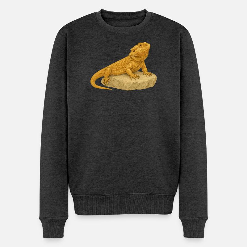 Gelbgecko auf Felsen - Männer Premium Bio Pullover - Anthrazit meliert