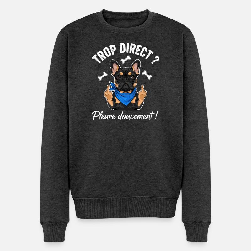 Bouledogue français cool - Pull Premium bio Homme - anthracite chiné
