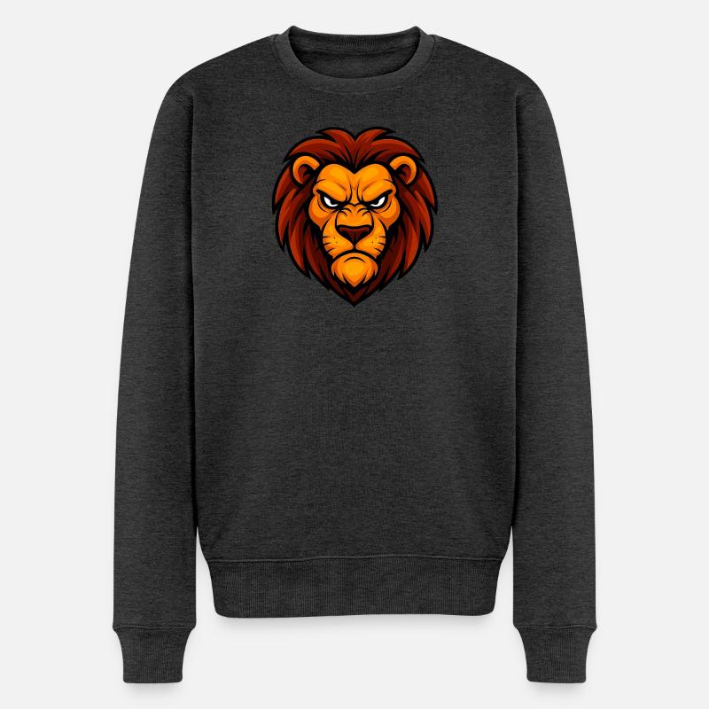 Angry Lion - Männer Premium Bio Pullover - Anthrazit meliert