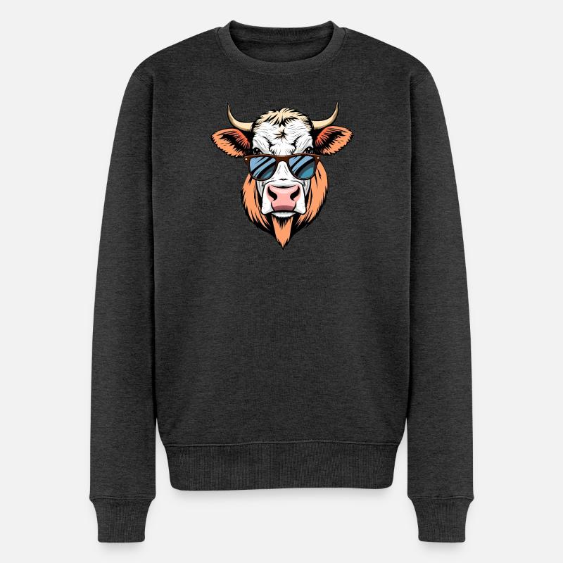 Kuh - Männer Premium Bio Pullover - Anthrazit meliert