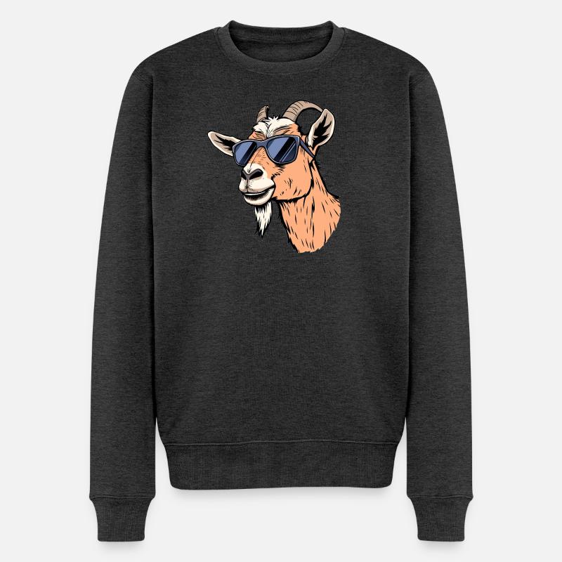 Ziege - Männer Premium Bio Pullover - Anthrazit meliert