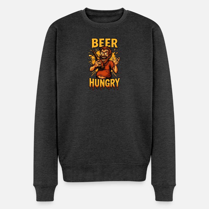 Bier Hunger Design - Männer Premium Bio Pullover - Anthrazit meliert