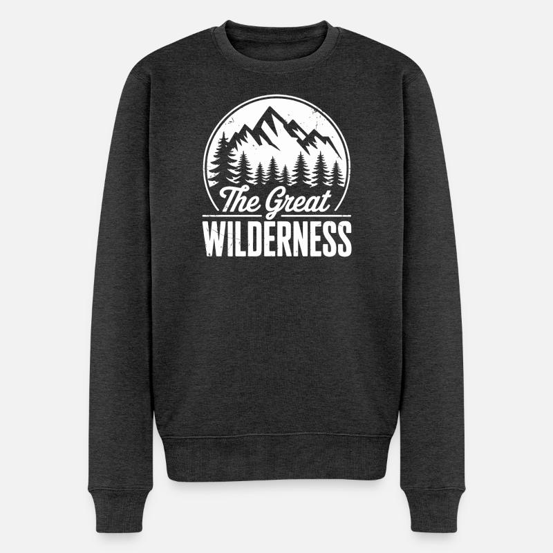 Die große Wildnis - Berge & Bäume - Männer Premium Bio Pullover - Anthrazit meliert