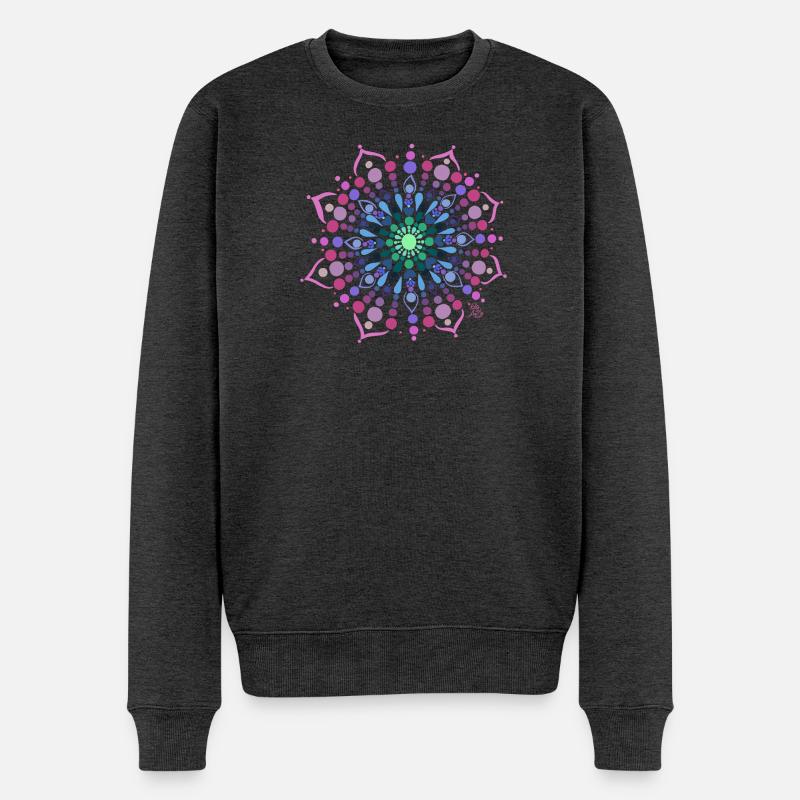 Mandala Liebe - Männer Premium Bio Pullover - Anthrazit meliert