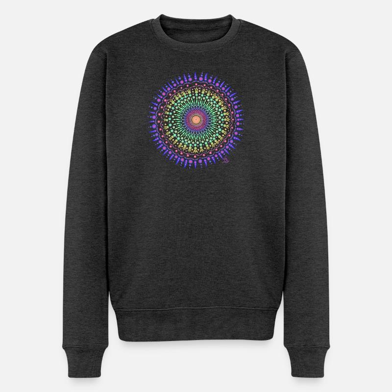 Mandala Energie - Männer Premium Bio Pullover - Anthrazit meliert