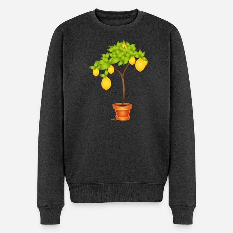 Mediterranes Zitronenbäumchen Motiv im Topf - Männer Premium Bio Pullover - Anthrazit meliert