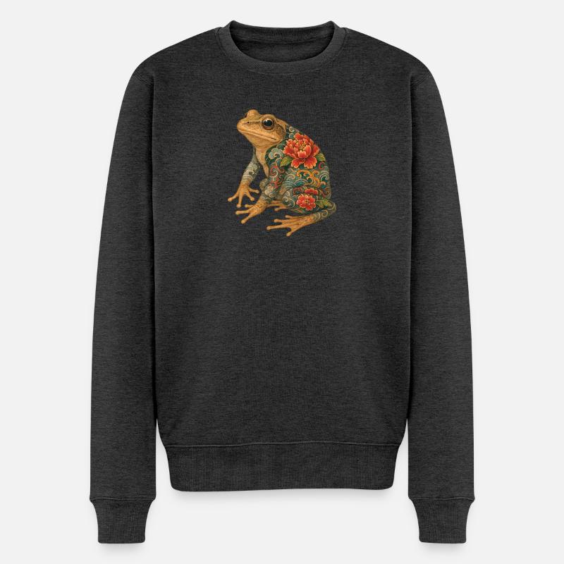 Yakuza Frog – Stille in Tinte - Männer Premium Bio Pullover - Anthrazit meliert