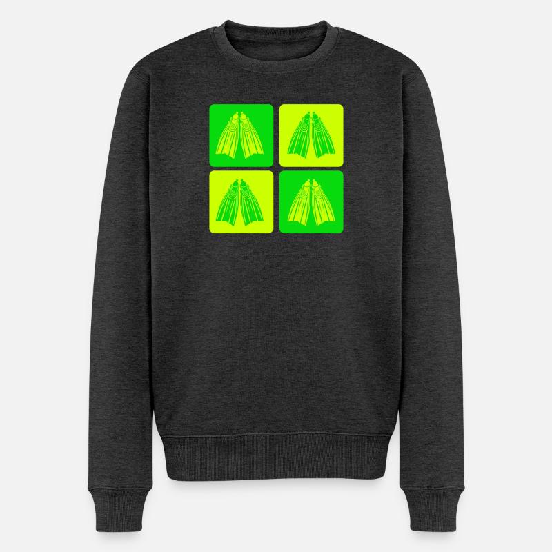 Retro Taucherflossen Design - Männer Premium Bio Pullover - Anthrazit meliert