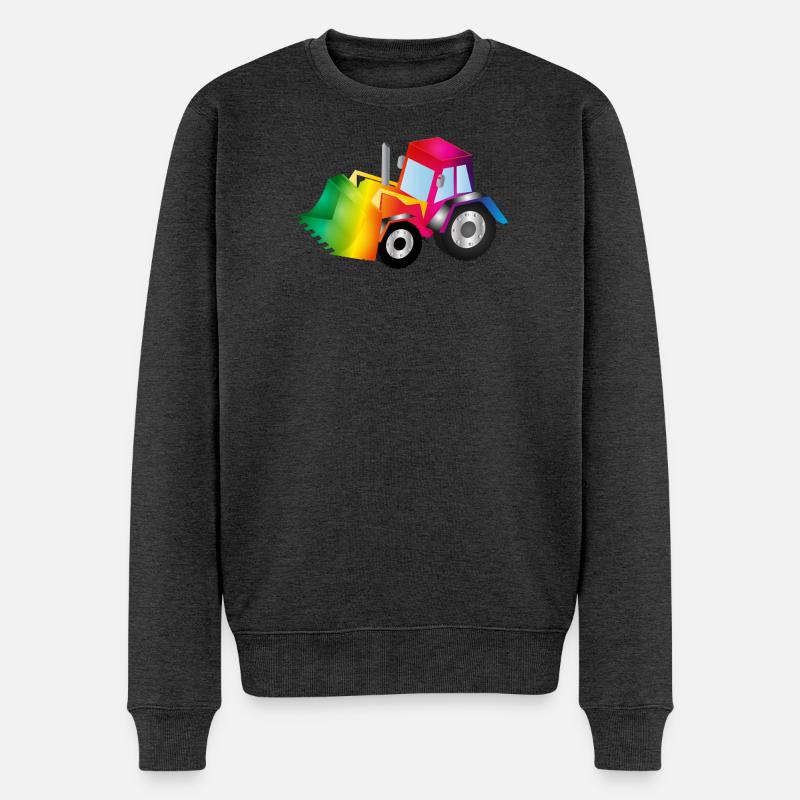 Regenbogen-Bagger voller Farbenfreude - Männer Premium Bio Pullover - Anthrazit meliert