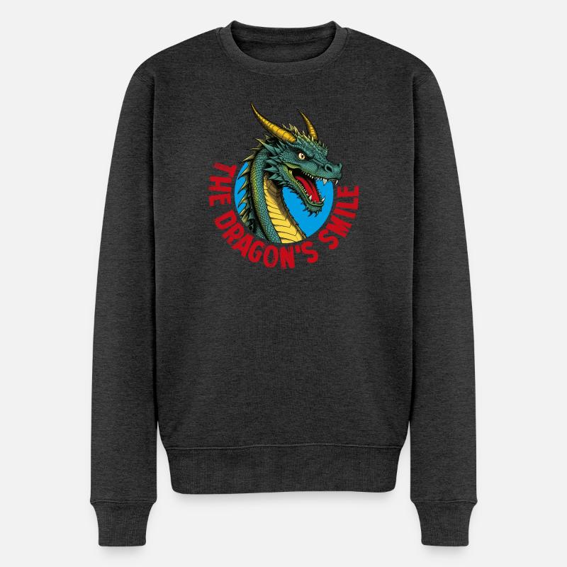 Lächelnder Drache - Männer Premium Bio Pullover - Anthrazit meliert