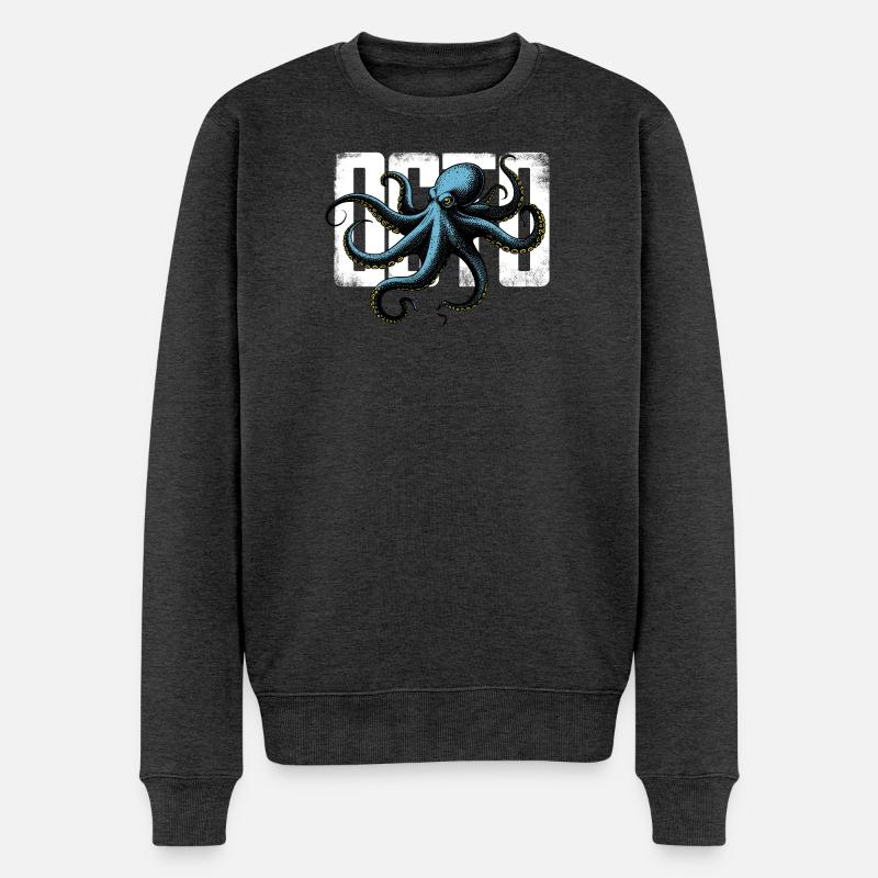 Stilisierter Oktopus - Männer Premium Bio Pullover - Anthrazit meliert