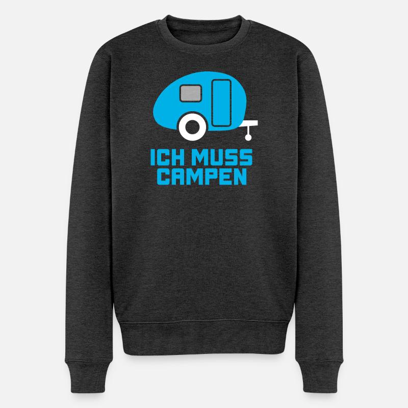 Caravan campen Fan Wohnwagen Hobby Urlaub Rentner - Männer Premium Bio Pullover - Anthrazit meliert