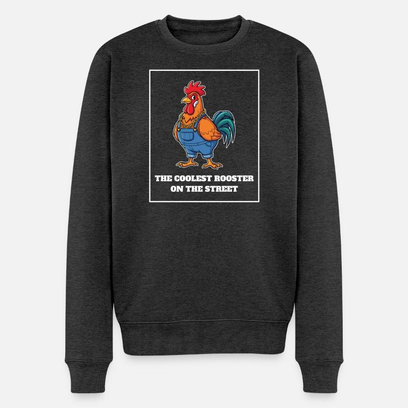 The Coolest Rooster - Männer Premium Bio Pullover - Anthrazit meliert