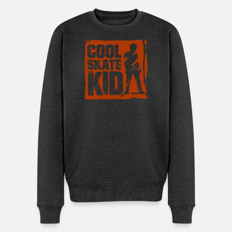 Skater Skateboard - Männer Premium Bio Pullover - Anthrazit meliert