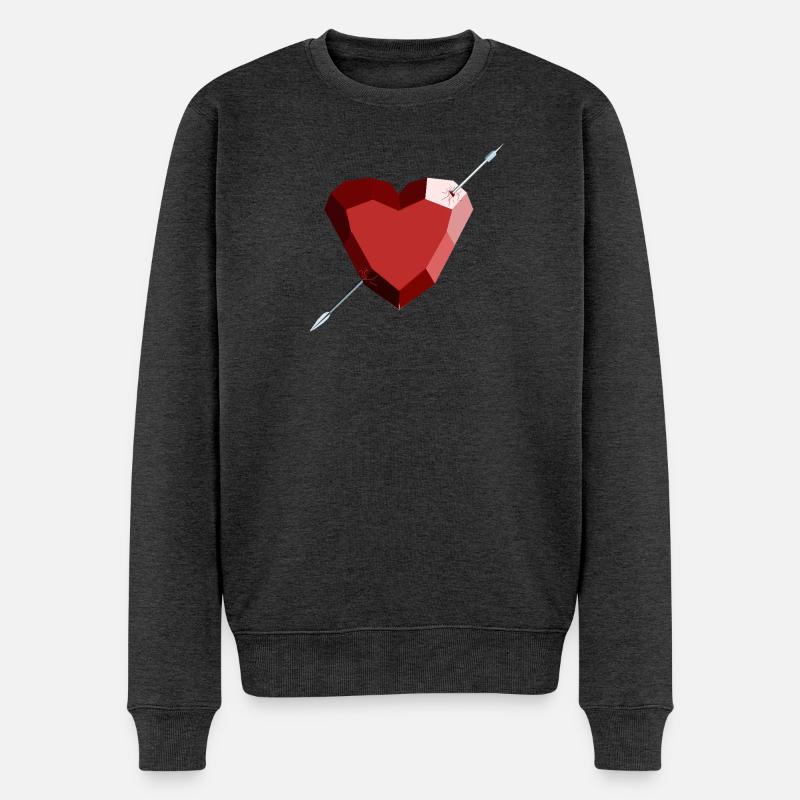 Wounded Ruby Heart – Liebe, Schönheit und Trennung - Männer Premium Bio Pullover - Anthrazit meliert