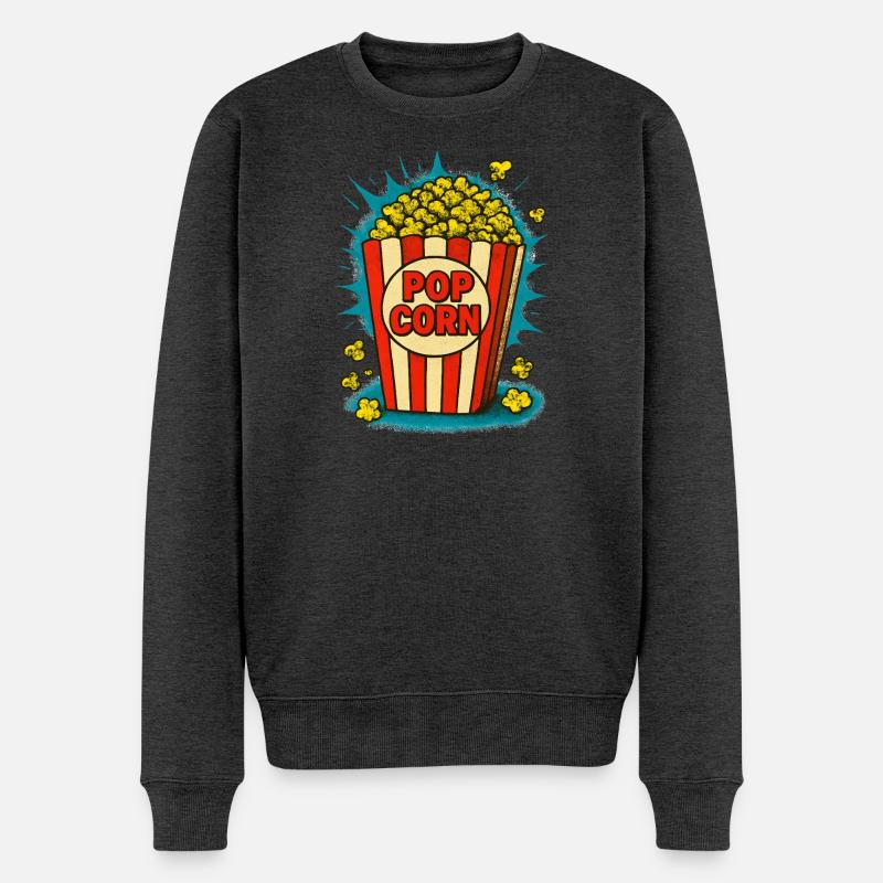 Popcorn - Männer Premium Bio Pullover - Anthrazit meliert