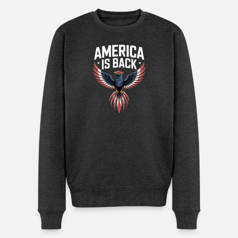 Amerika ist zurück - Männer Premium Bio Pullover - Anthrazit meliert
