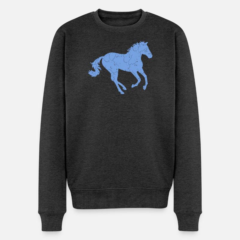 Galoppierendes Pferd - Männer Premium Bio Pullover - Anthrazit meliert