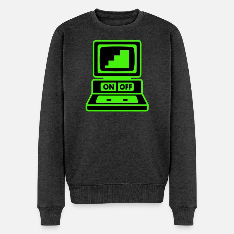 Computer Minimal Pop-Art - Männer Premium Bio Pullover - Anthrazit meliert
