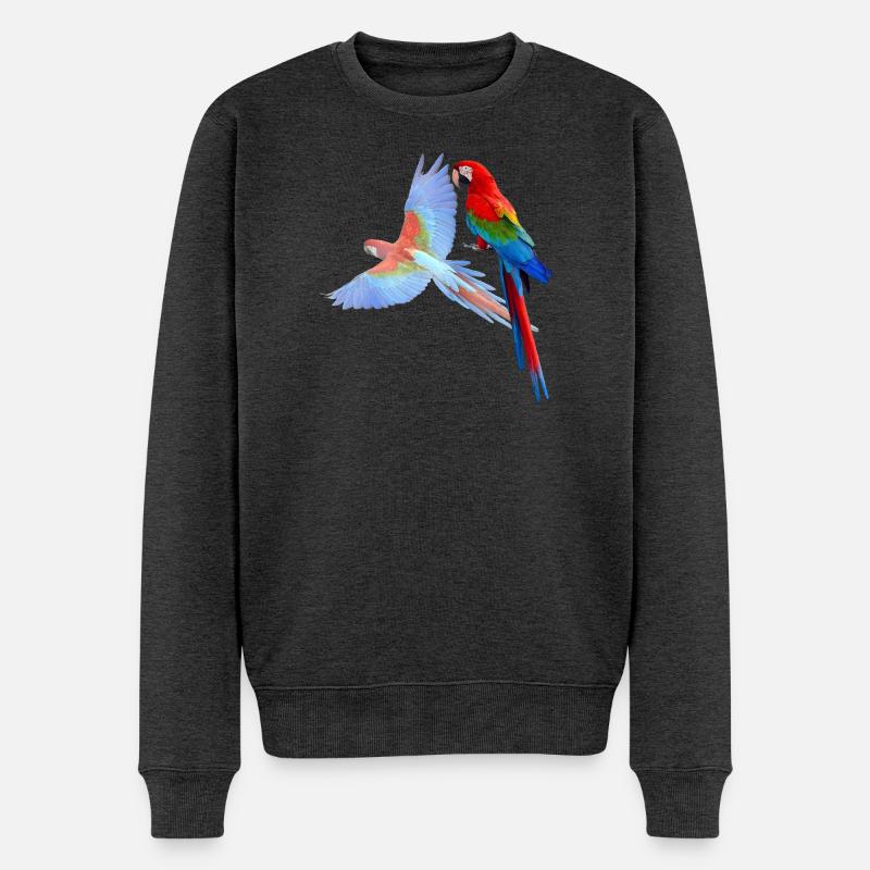 Papagei - Männer Premium Bio Pullover - Anthrazit meliert