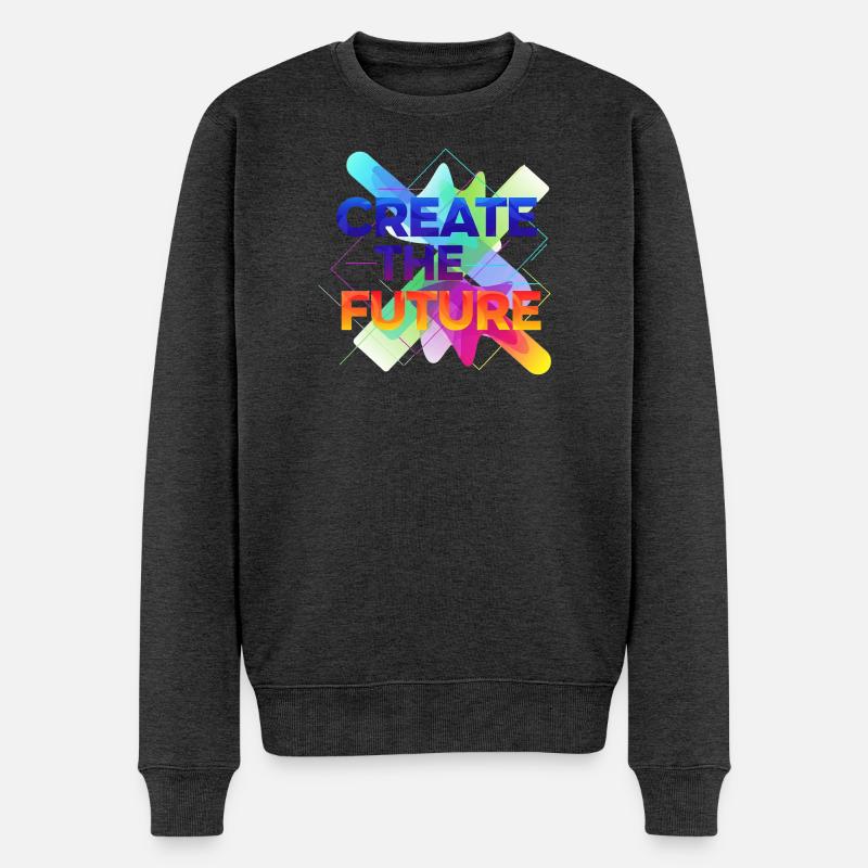 Create the future - Männer Premium Bio Pullover - Anthrazit meliert