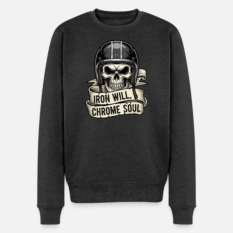 Iron Will, Chrome Soul - Männer Premium Bio Pullover - Anthrazit meliert