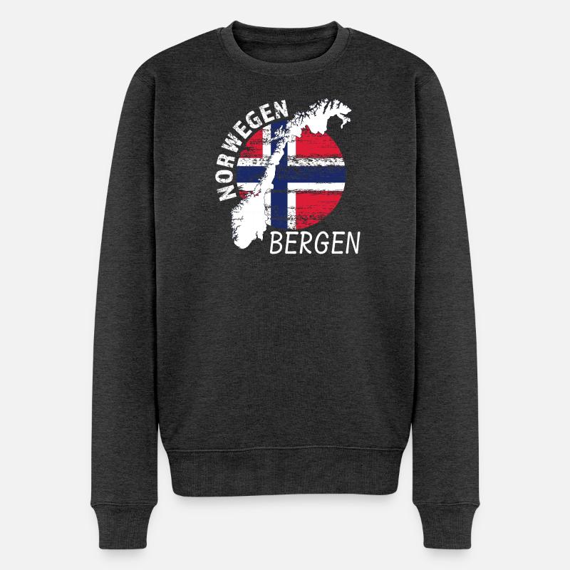 Bergen - Männer Premium Bio Pullover - Anthrazit meliert
