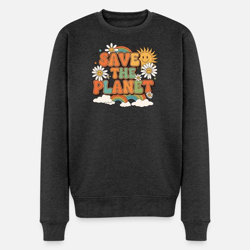 Save The Planet Vintage 70s - Männer Premium Bio Pullover - Anthrazit meliert