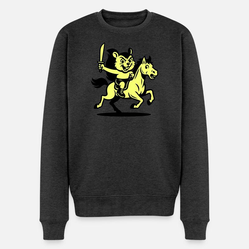Héros mignon à cheval - Pull Premium bio Homme - anthracite chiné