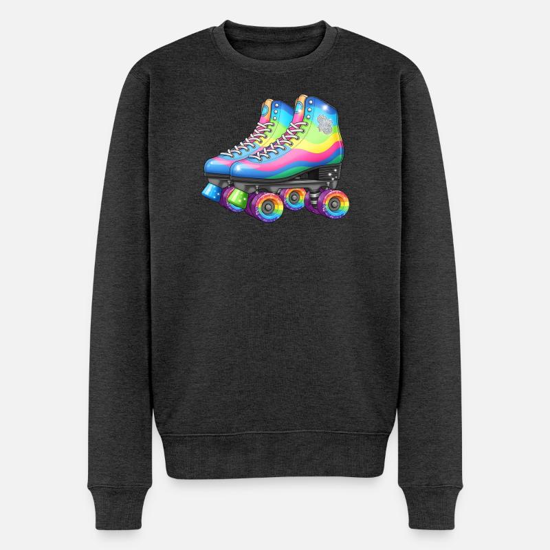 Rainbow Roller Skates Retro Disco Style - Männer Premium Bio Pullover - Anthrazit meliert