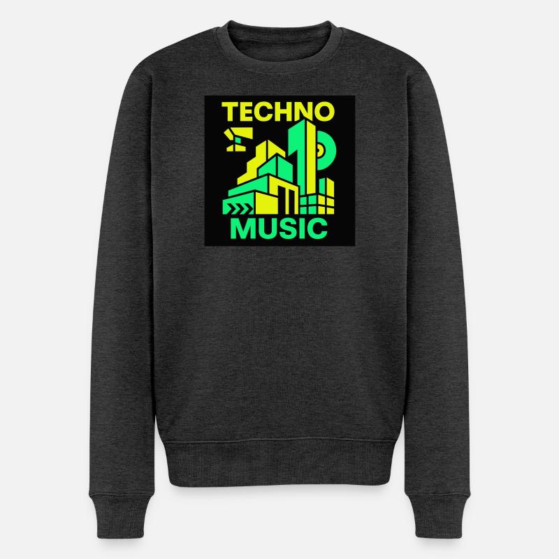Techno Music - Männer Premium Bio Pullover - Anthrazit meliert