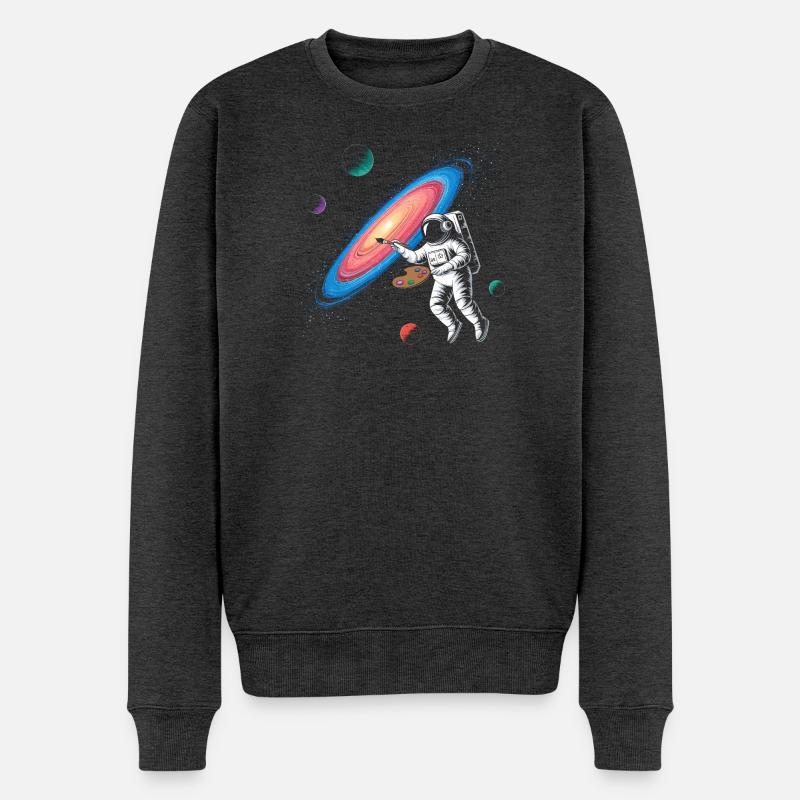 Artiste galactique dans l'espace - Pull Premium bio Homme - anthracite chiné